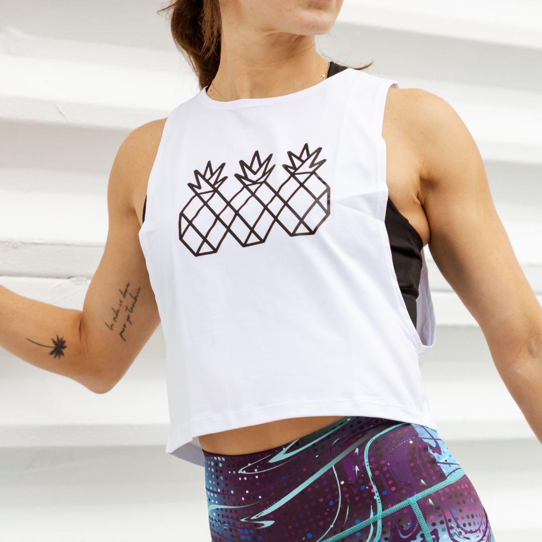Women's Muscle Tank Crop | White & Black