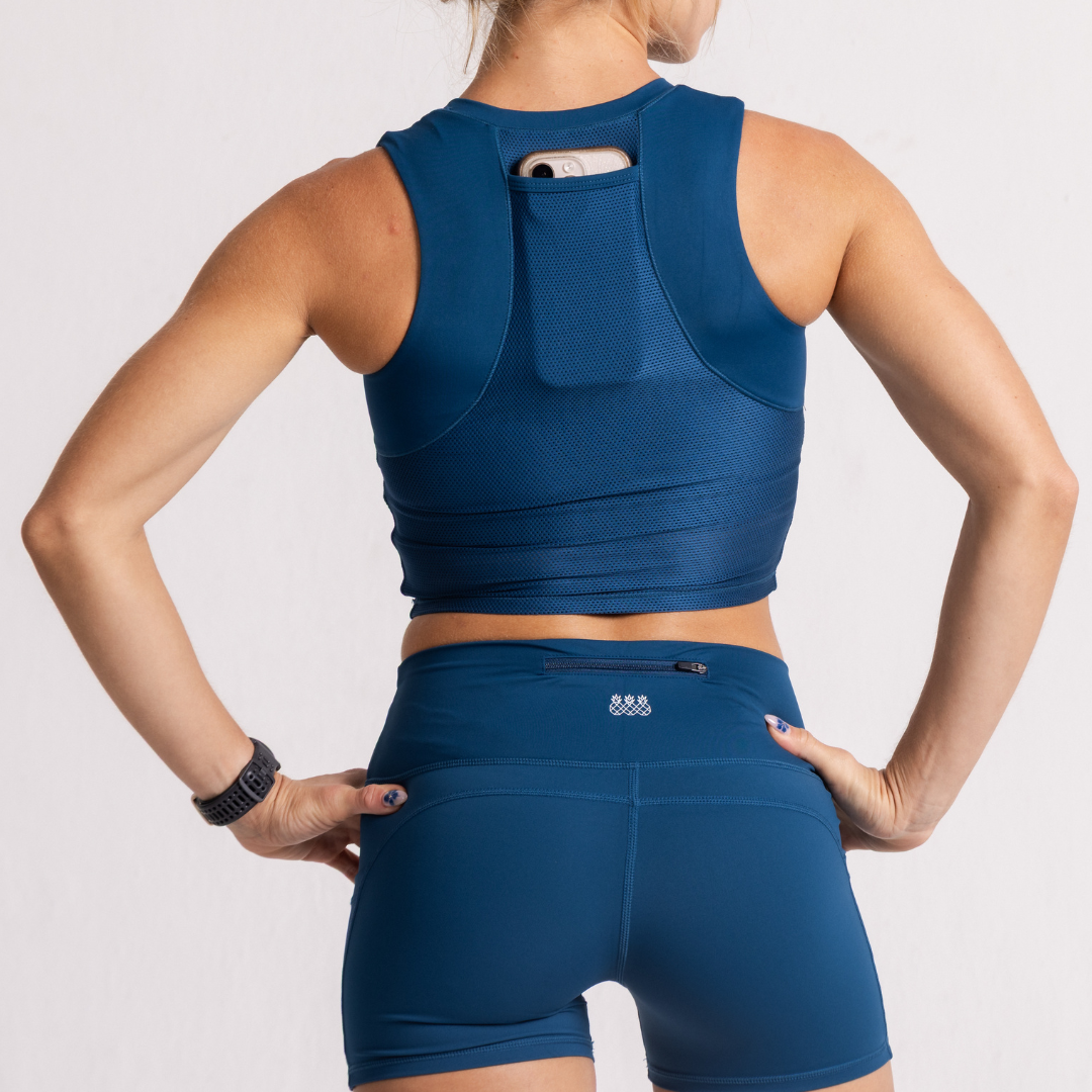 Pace Running Crop | Teal
