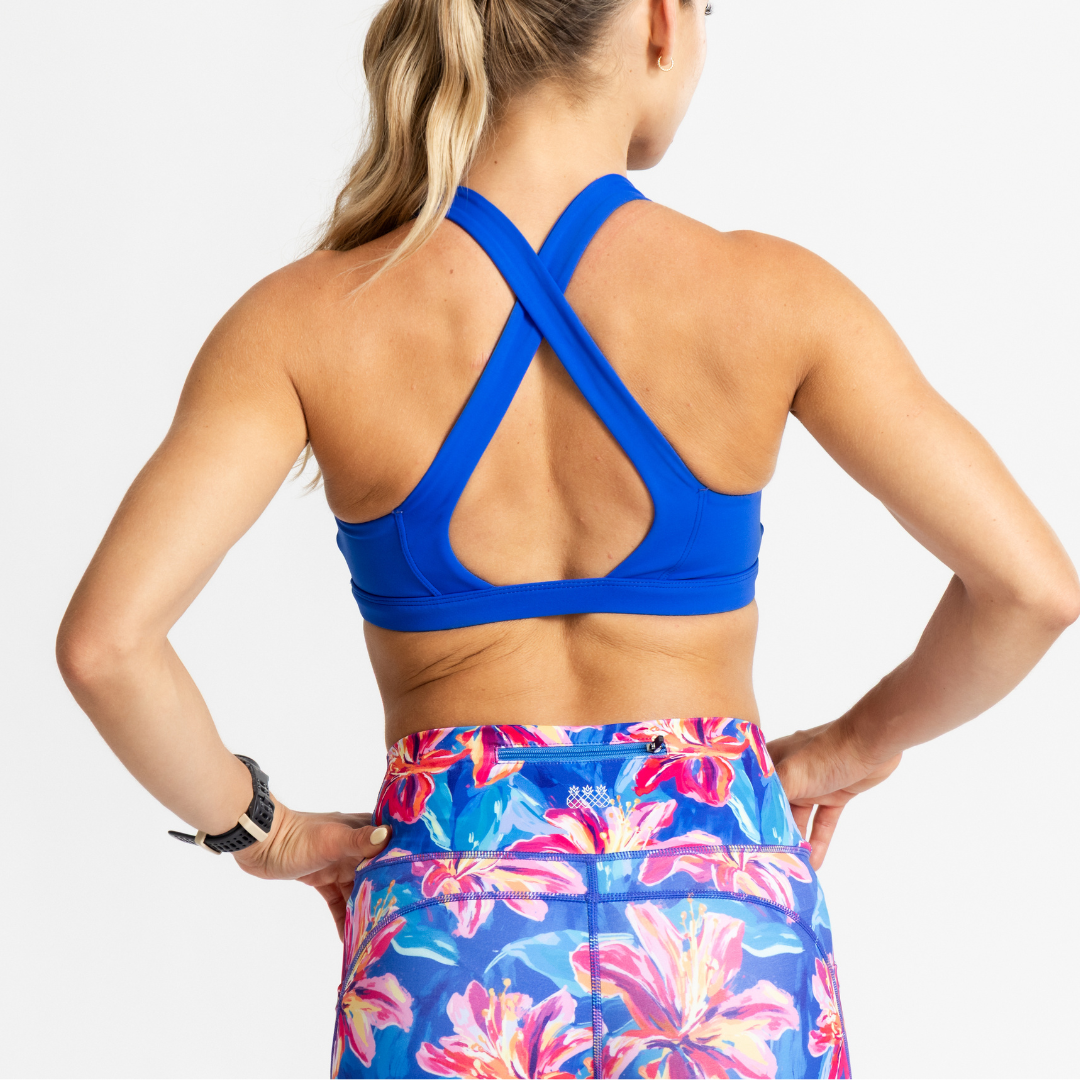 Train Colorblock Bra | Blue Flowers