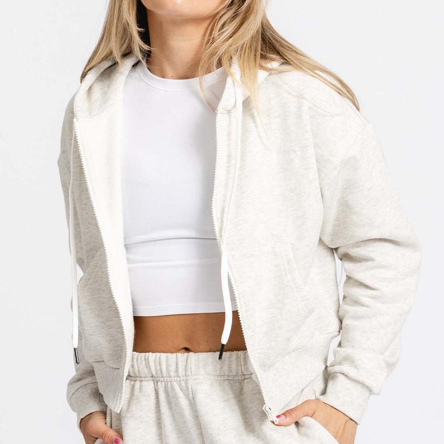 Women's Reset Full-Zip Crop Hoodie | Oatmeal