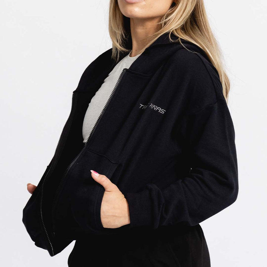 Women's Reset Full-Zip Crop Hoodie | Black