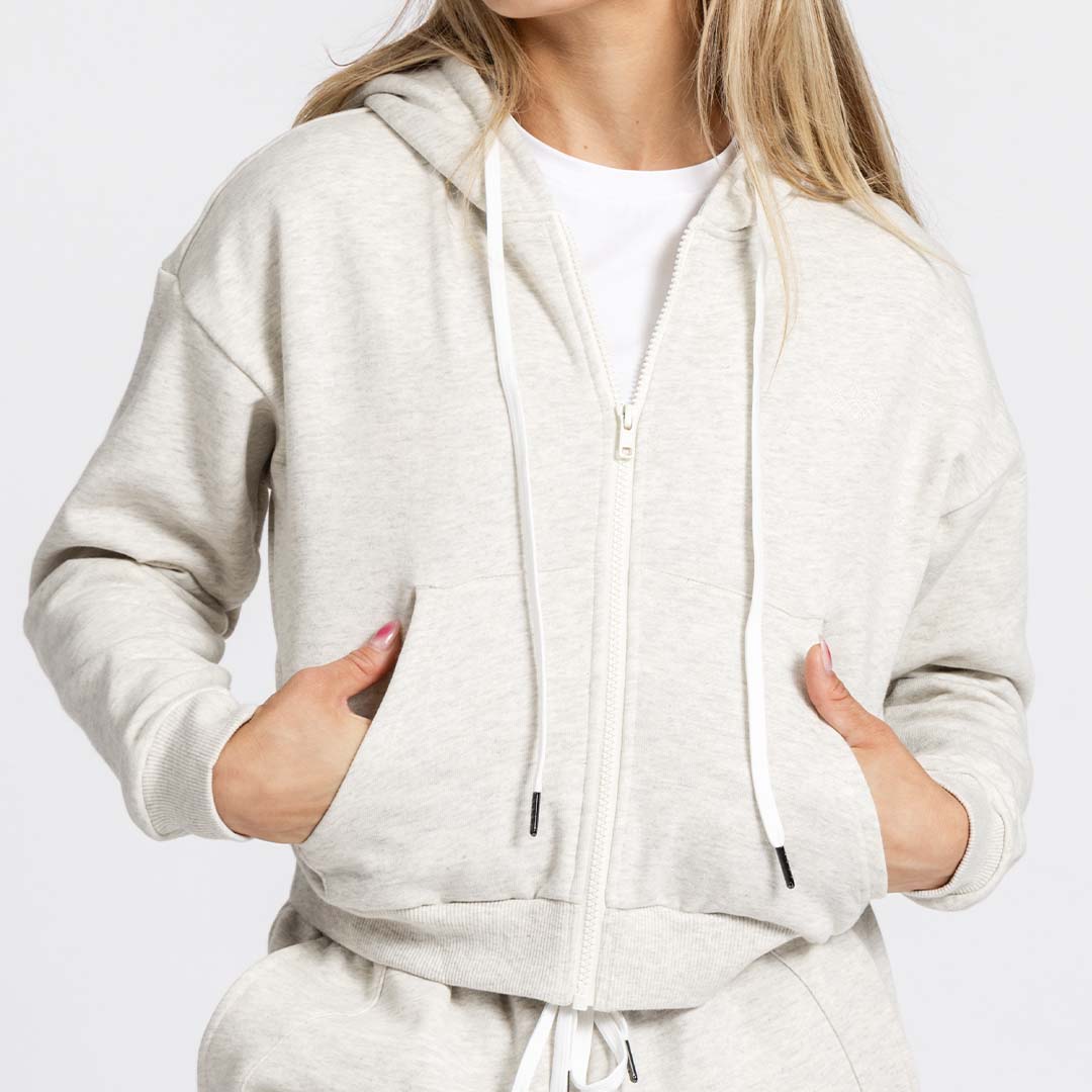 Women's Reset Full-Zip Crop Hoodie | Oatmeal