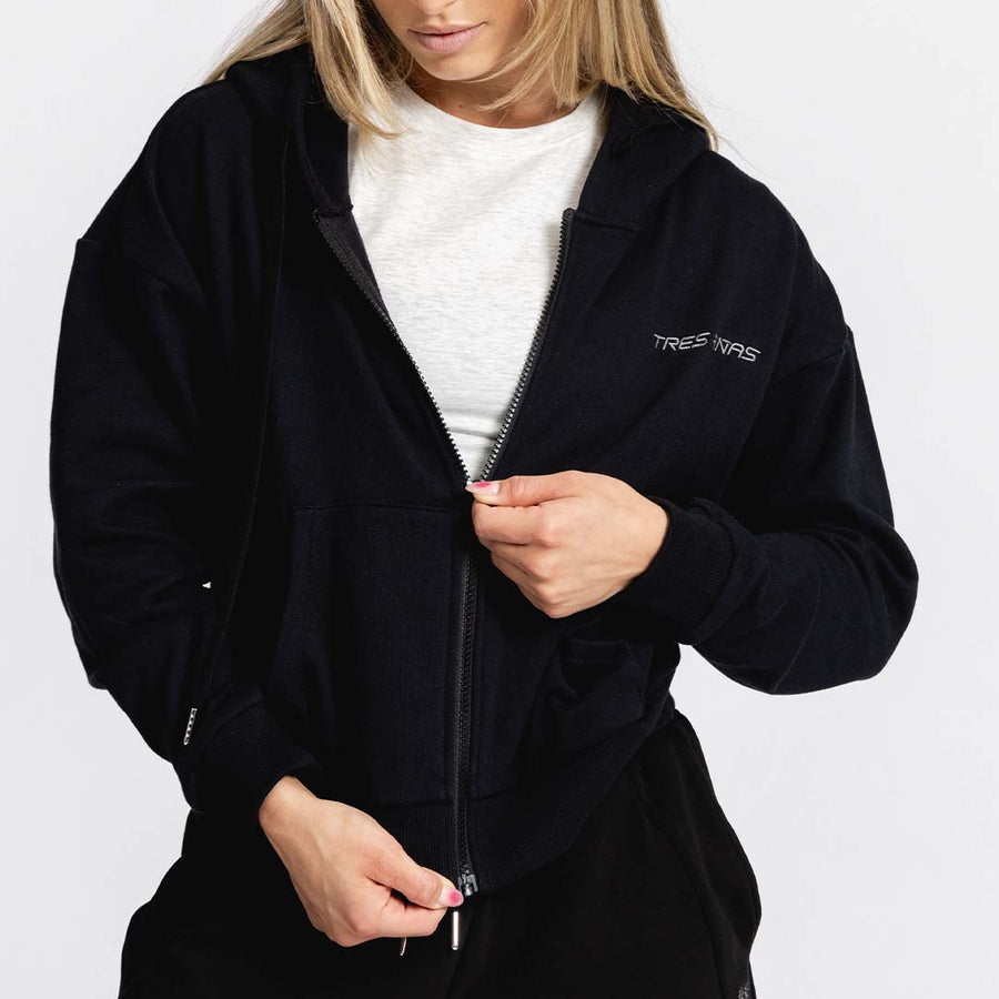 Women's Reset Full-Zip Crop Hoodie | Black