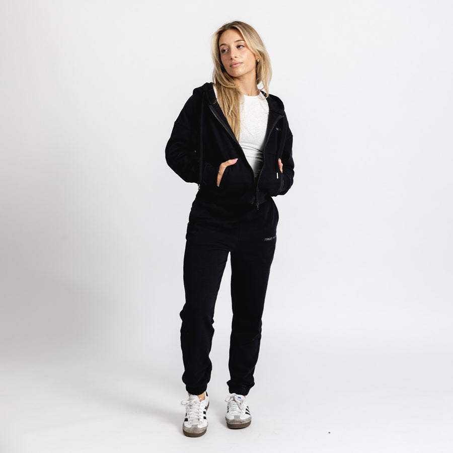 Women's Reset Full-Zip Crop Hoodie | Black