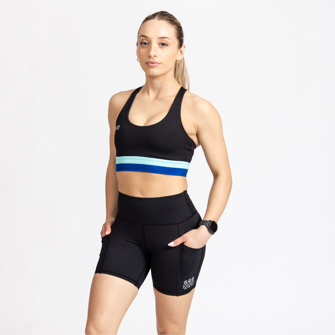 Women's Endurance Sports Bra | Black with Stripes