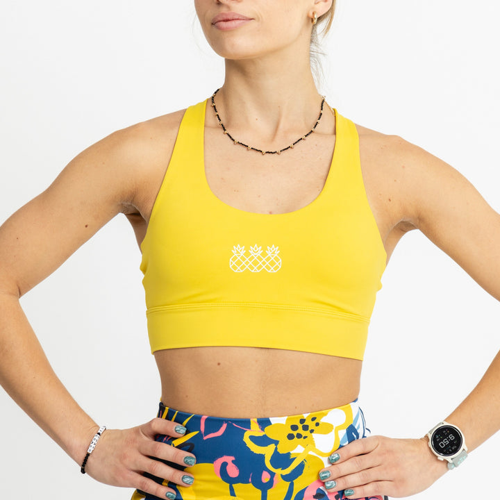Shanti Criss Cross Back Yoga Sports Bra in Yellow Mustard 
