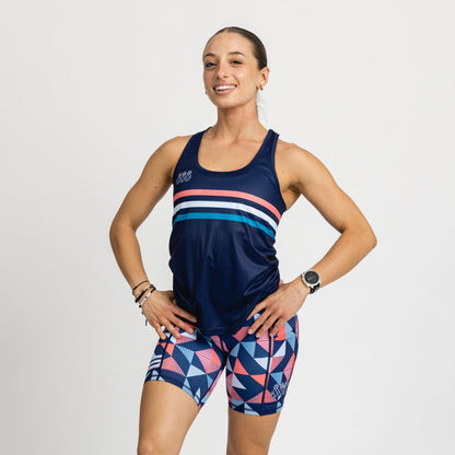 Women's Racerback Tank | Navy & Coral