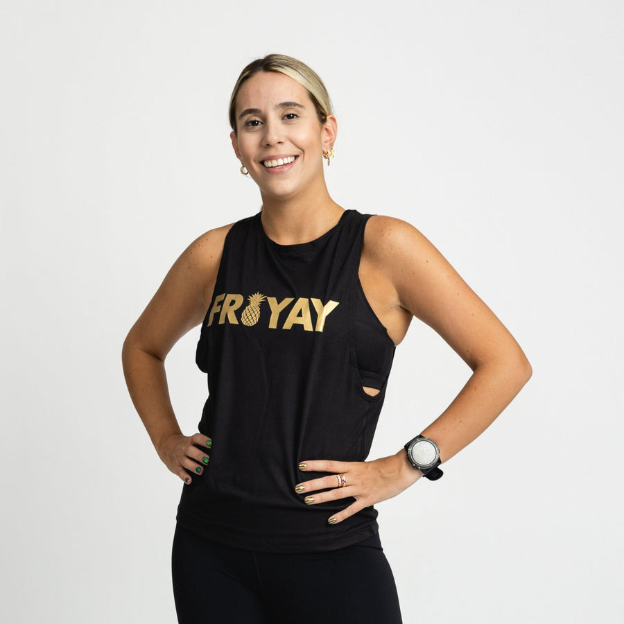 Women's Muscle Tank | Friyay Black & Gold