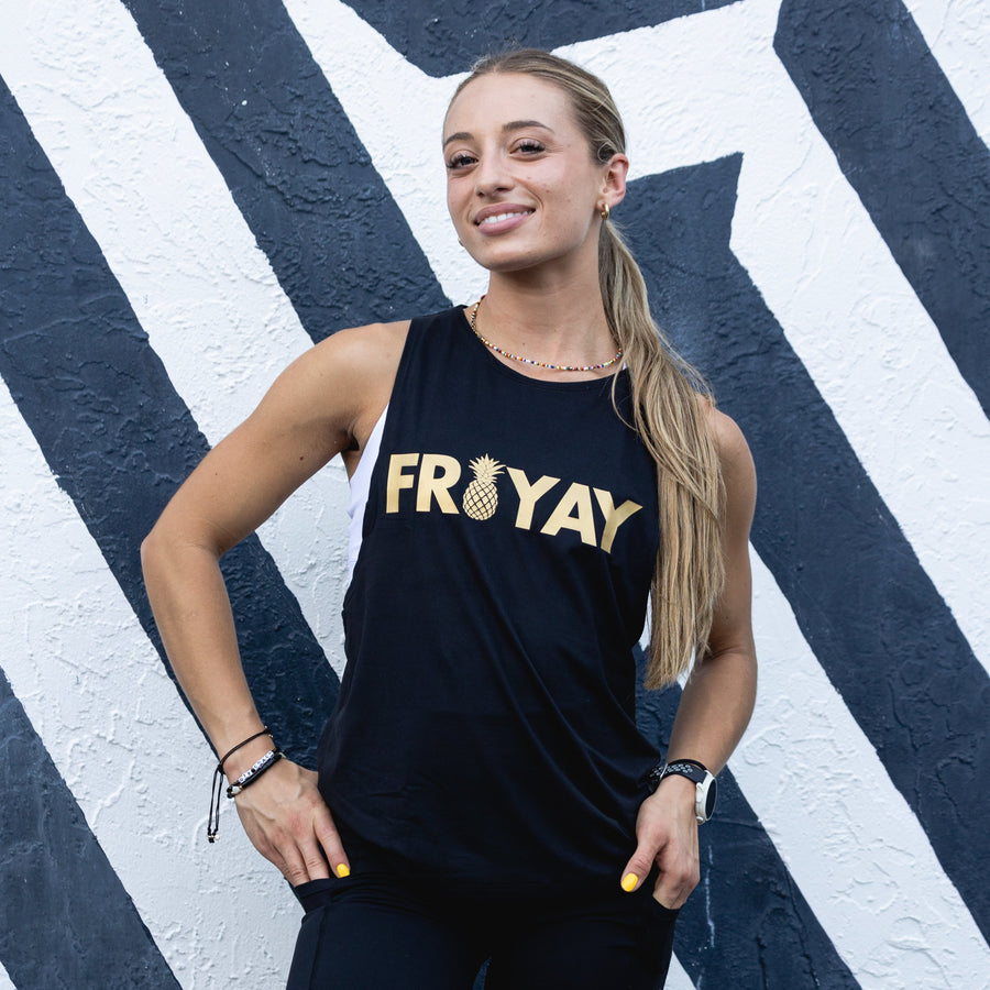Women's Muscle Tank | Friyay Black & Gold