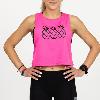 Women's Muscle Tank Crop | Hot Pink & Black