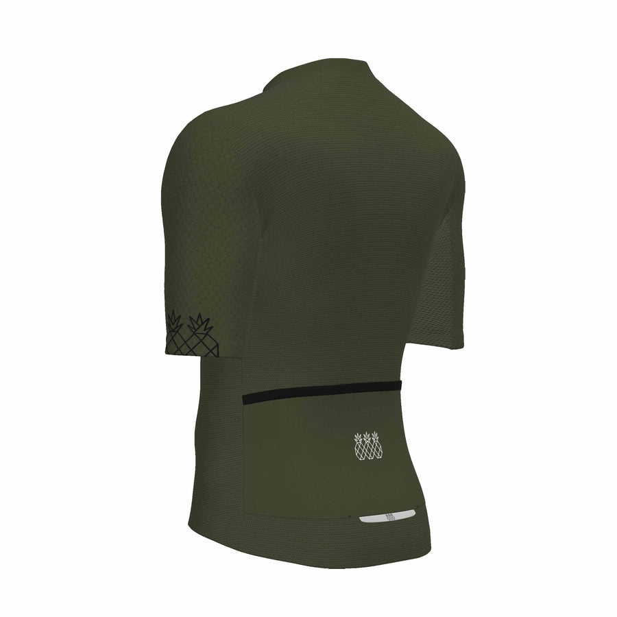 Men Olive Green Cycling Jersey Lateral Side