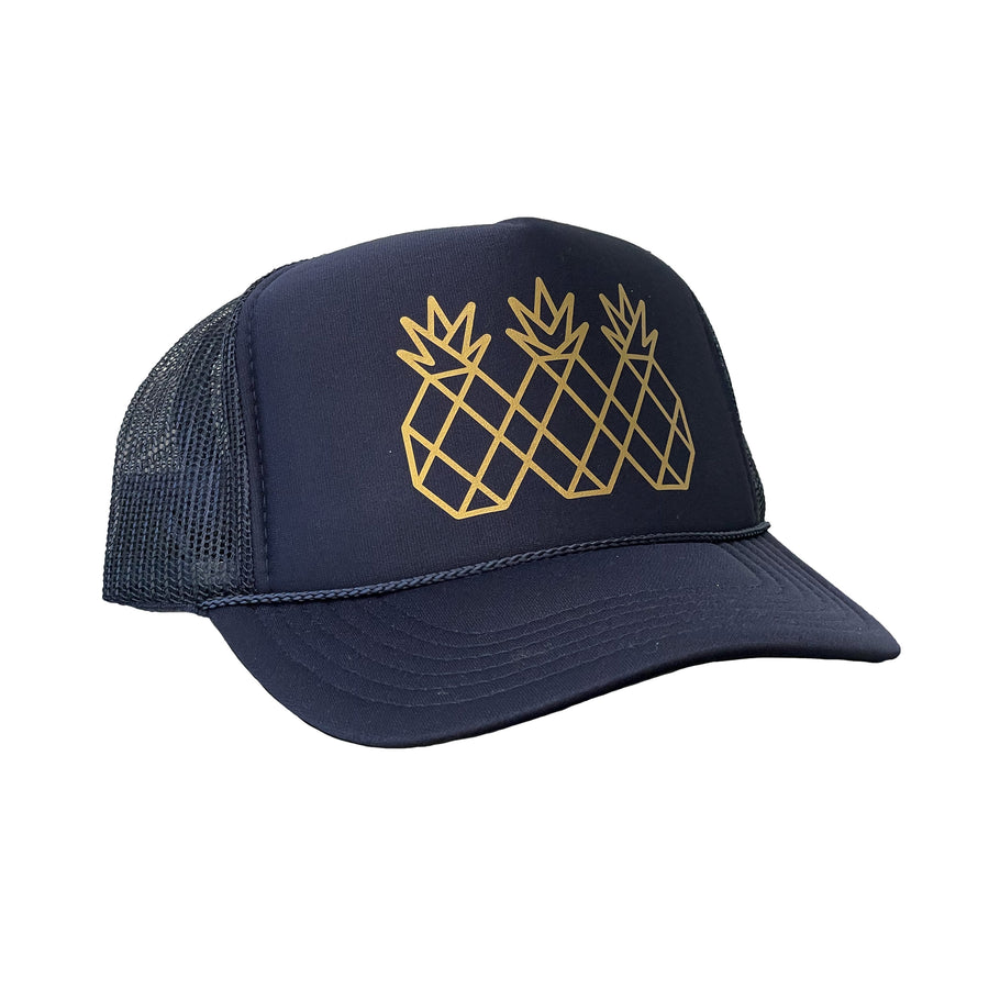 Tres Piñas Classic Trucker Hat | Navy and Gold