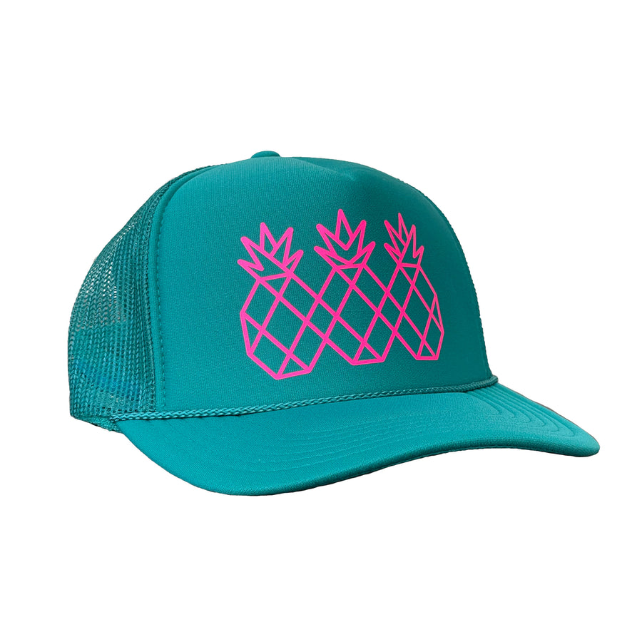 Tres Piñas Classic Trucker Hat | Teal and Pink
