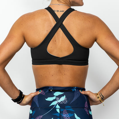 Women's Criss Cross Sports Bra | Black Shadow