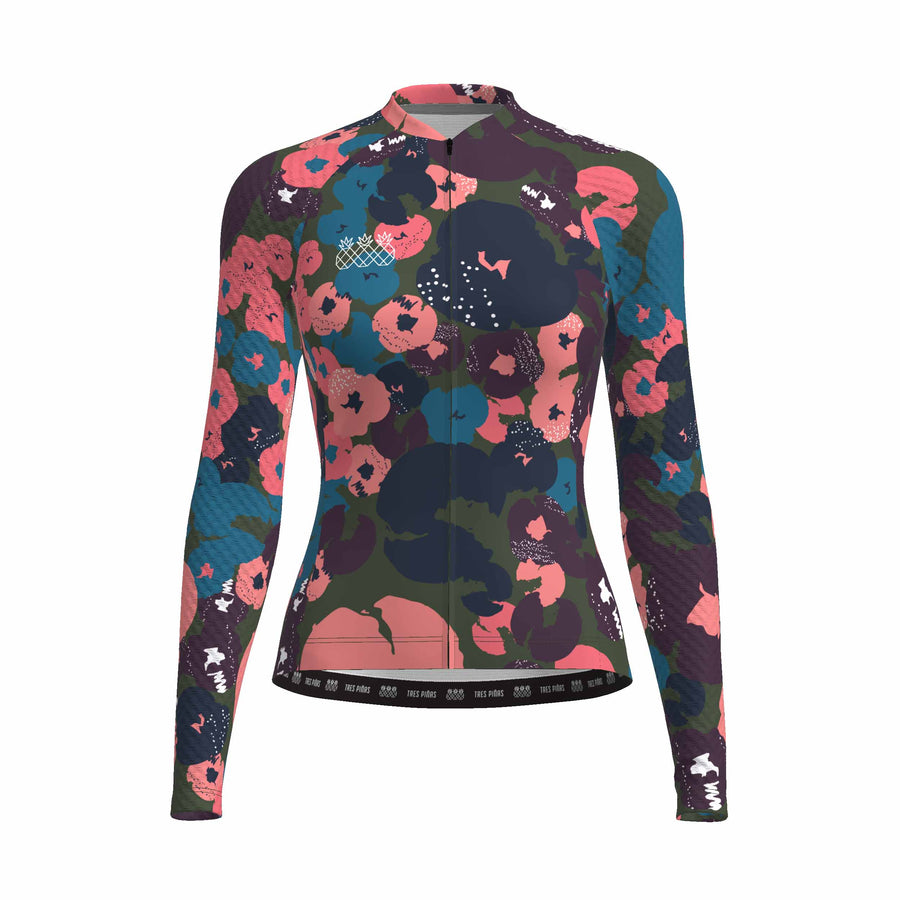 women long sleeve flower cycling jersey