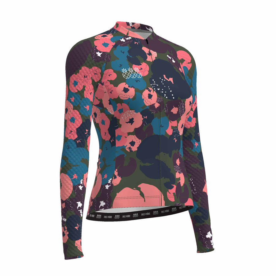women long sleeve flower cycling jersey