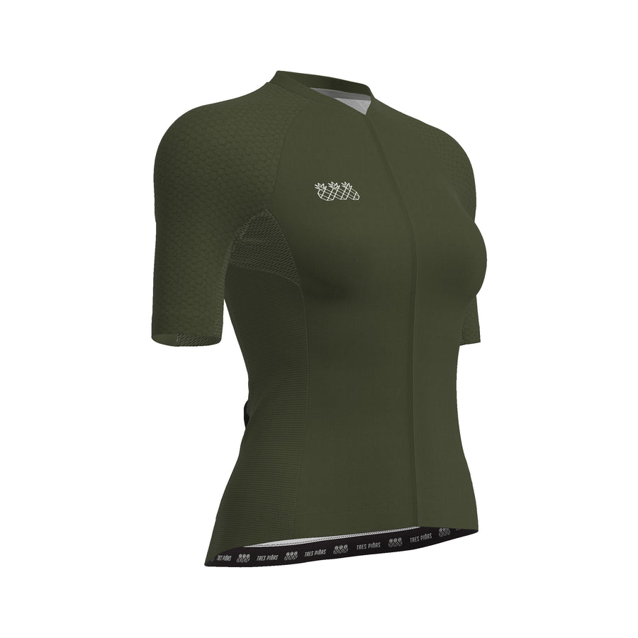 women cycling jersey olive green lateral